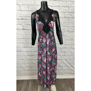 Vandemere Lace Nightgown Floral Dress Women's Size Medium Petite‎ Vtg 90s Satin